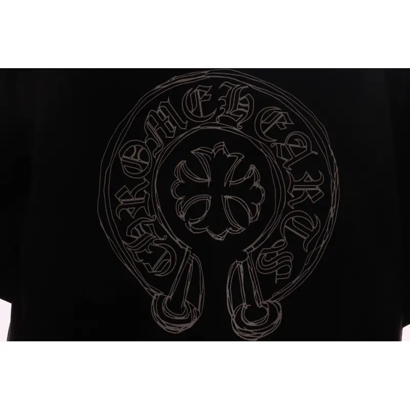 Chrome Hearts neckline Sanskrit horseshoe print short sleeves Black