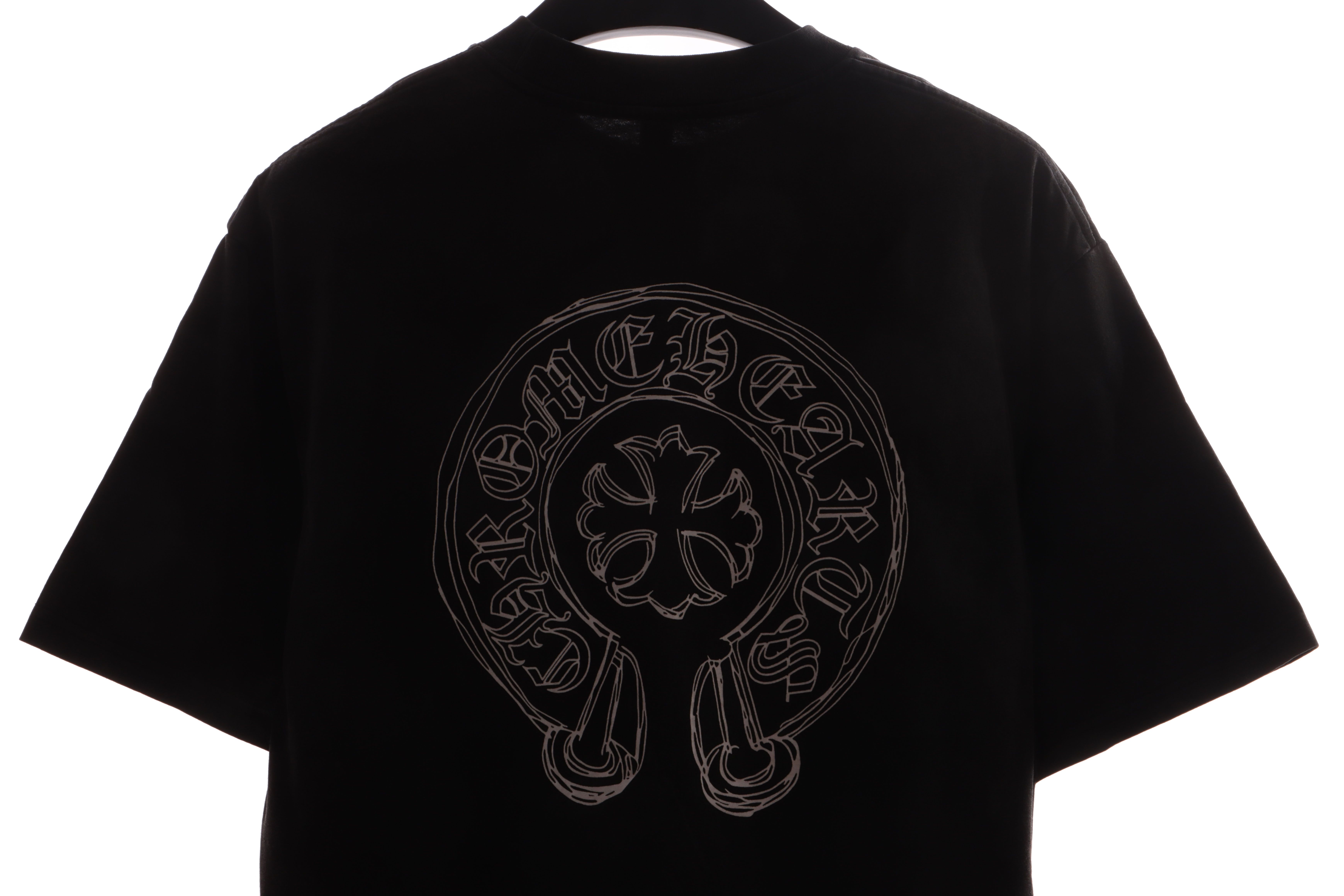 Chrome Hearts neckline Sanskrit horseshoe print short sleeves Black