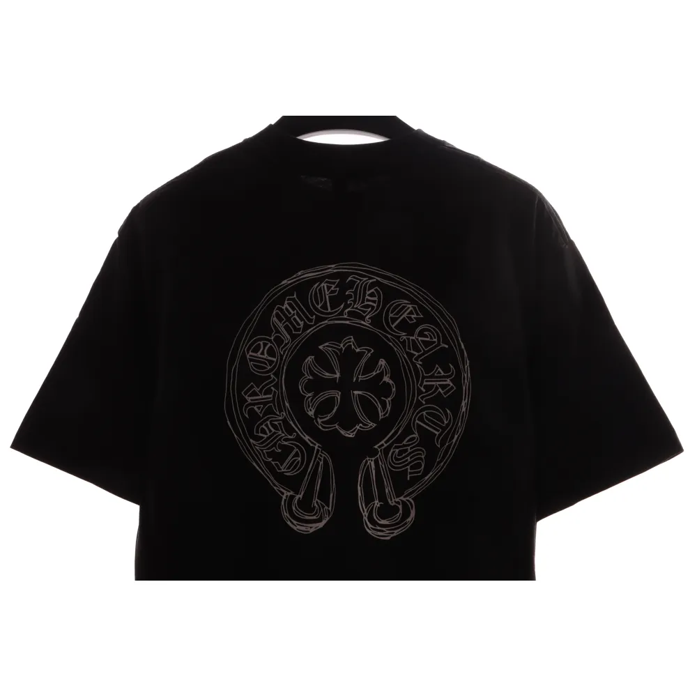 Chrome Hearts neckline Sanskrit horseshoe print short sleeves Black