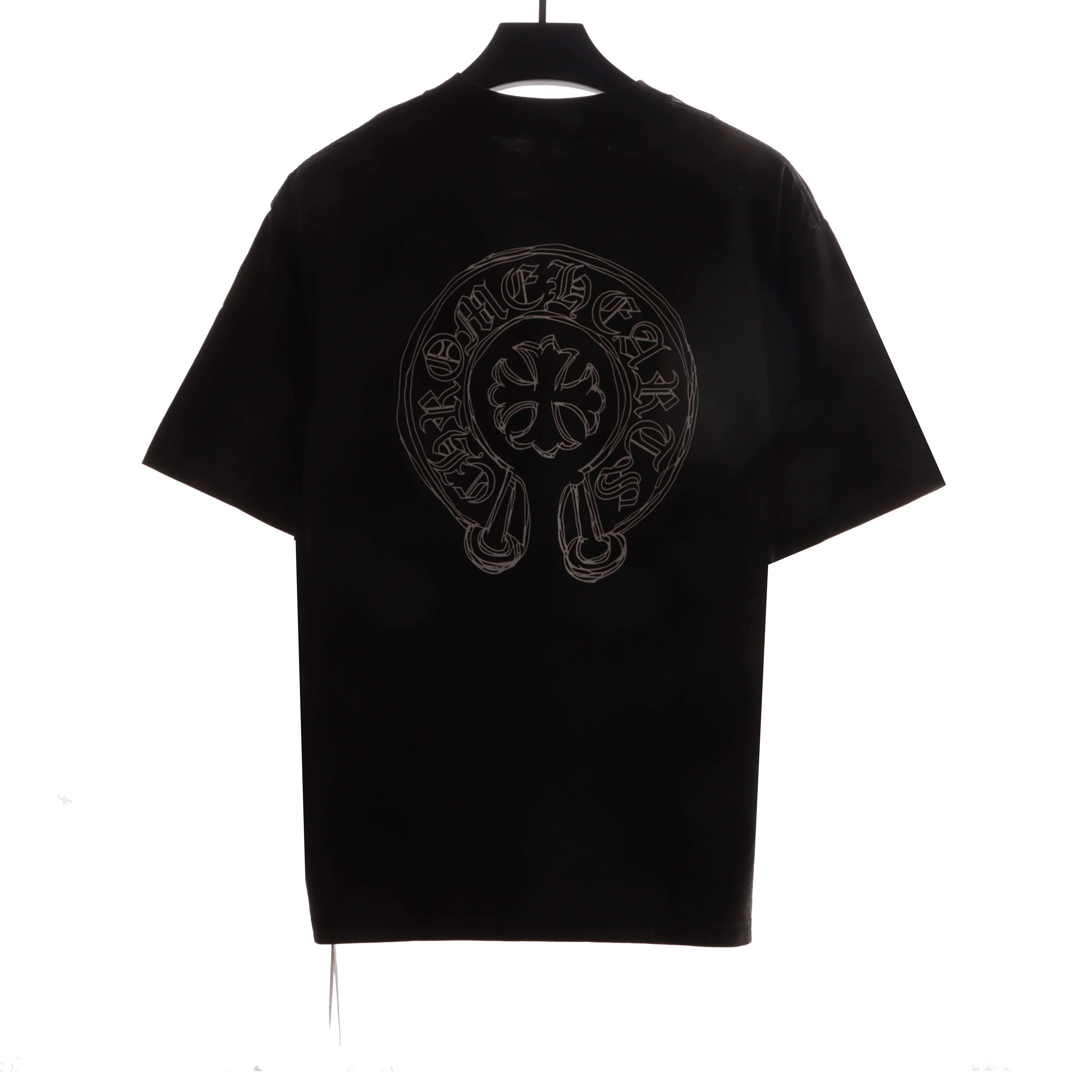 Chrome Hearts neckline Sanskrit horseshoe print short sleeves Black