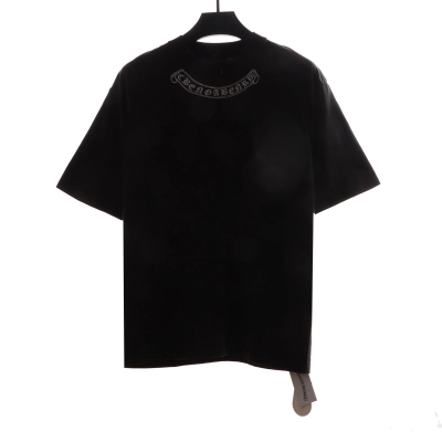 Chrome Hearts neckline Sanskrit horseshoe print short sleeves Black 01