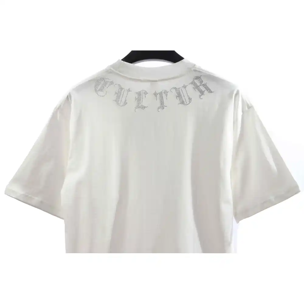 Chrome Hearts Neckline Sanskrit Hot Diamond Short Sleeve White