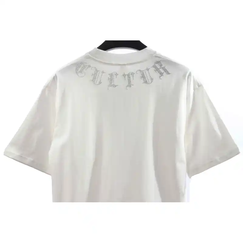 Chrome Hearts Neckline Sanskrit Hot Diamond Short Sleeve White