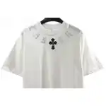 Chrome Hearts Neckline Sanskrit Hot Diamond Short Sleeve White