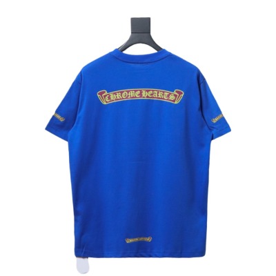 Chrome Hearts New Chrome Hearts Scroll Banner Dopamine Color Pocket T-shirt Blue CH2024 02
