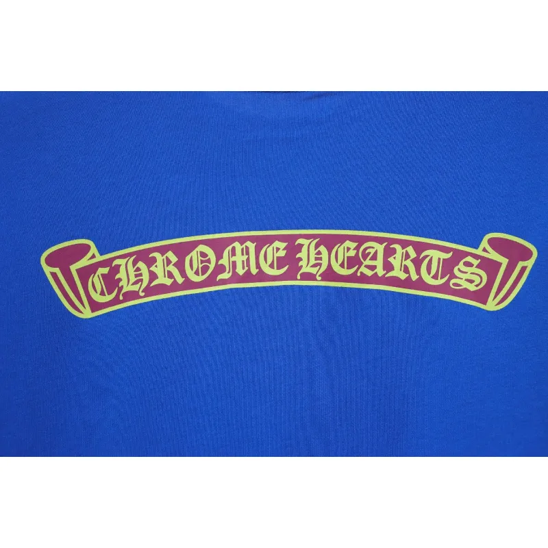 Chrome Hearts New Chrome Hearts Scroll Banner Dopamine Color Pocket T-shirt Blue CH2024
