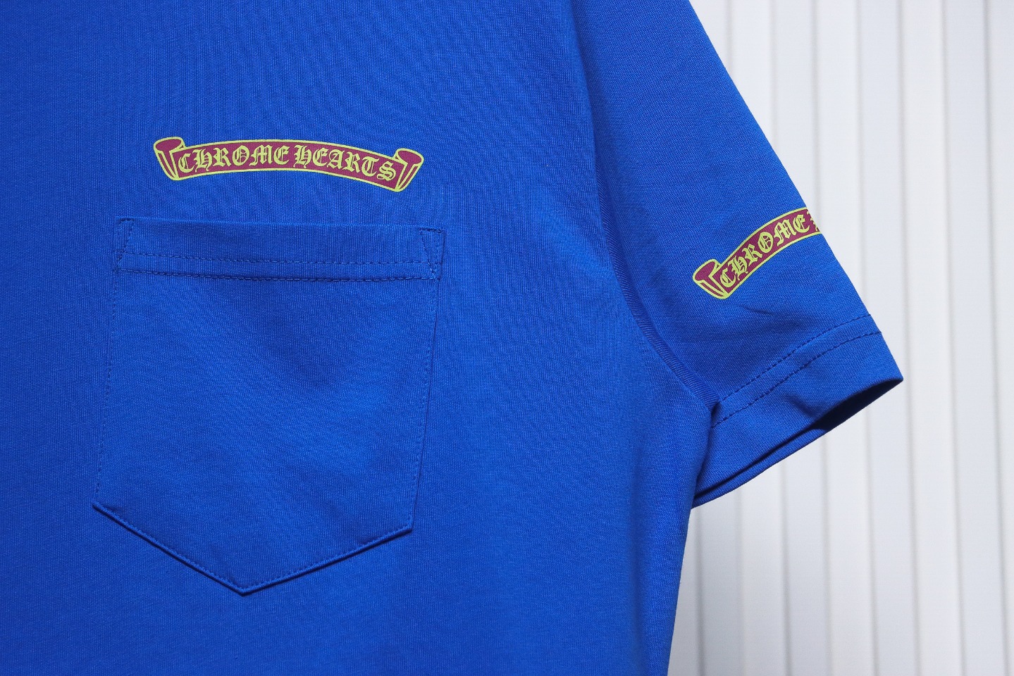 Chrome Hearts New Chrome Hearts Scroll Banner Dopamine Color Pocket T-shirt Blue CH2024