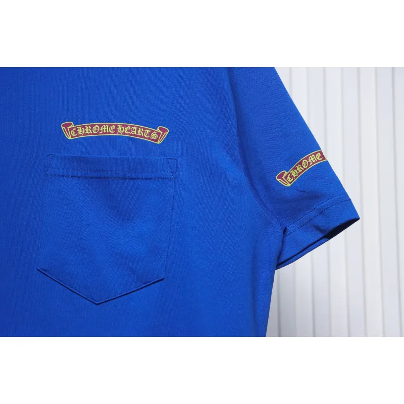 Chrome Hearts New Chrome Hearts Scroll Banner Dopamine Color Pocket T-shirt Blue CH2024