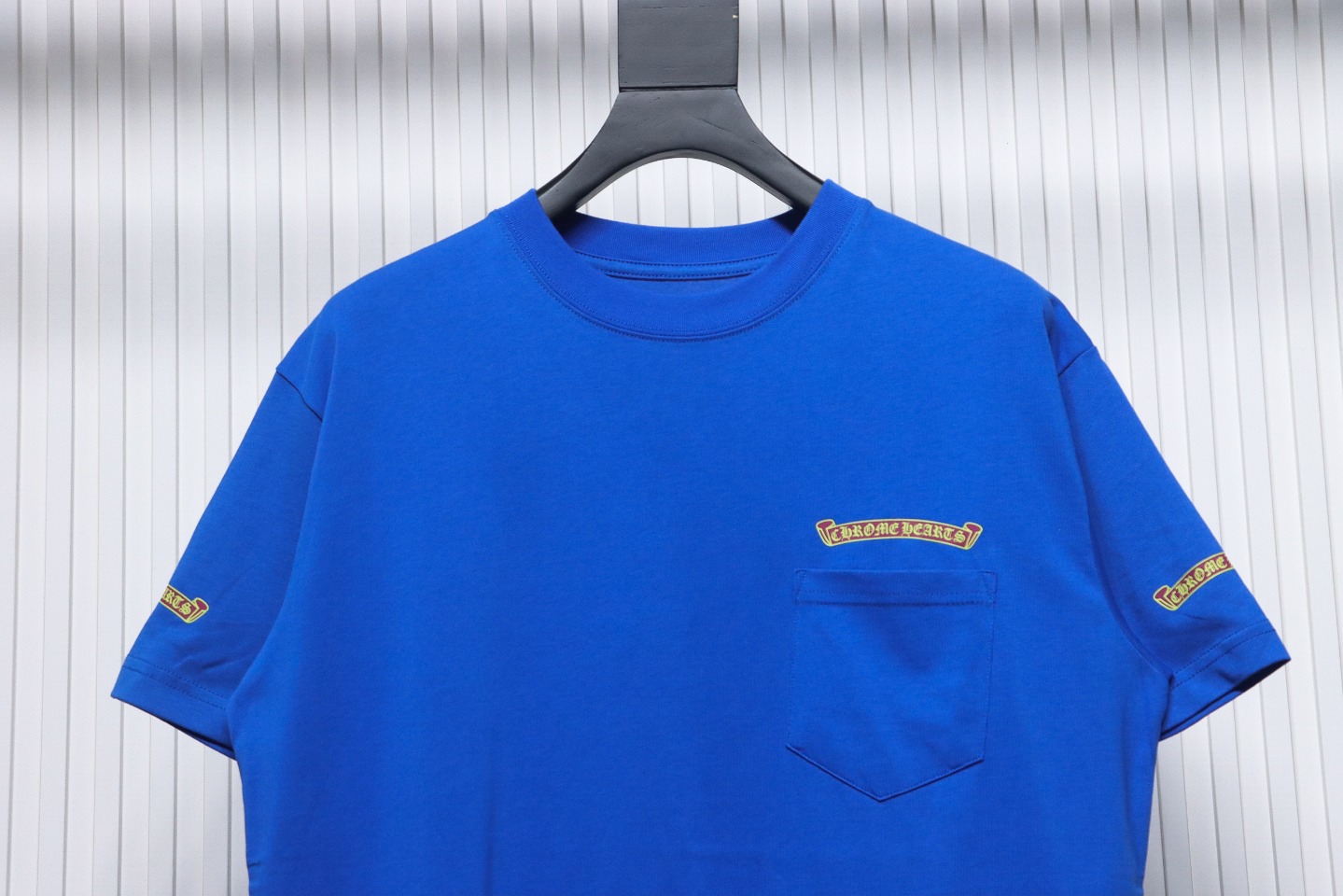 Chrome Hearts New Chrome Hearts Scroll Banner Dopamine Color Pocket T-shirt Blue CH2024