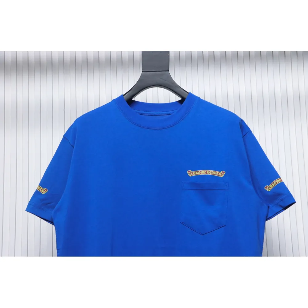 Chrome Hearts New Chrome Hearts Scroll Banner Dopamine Color Pocket T-shirt Blue CH2024
