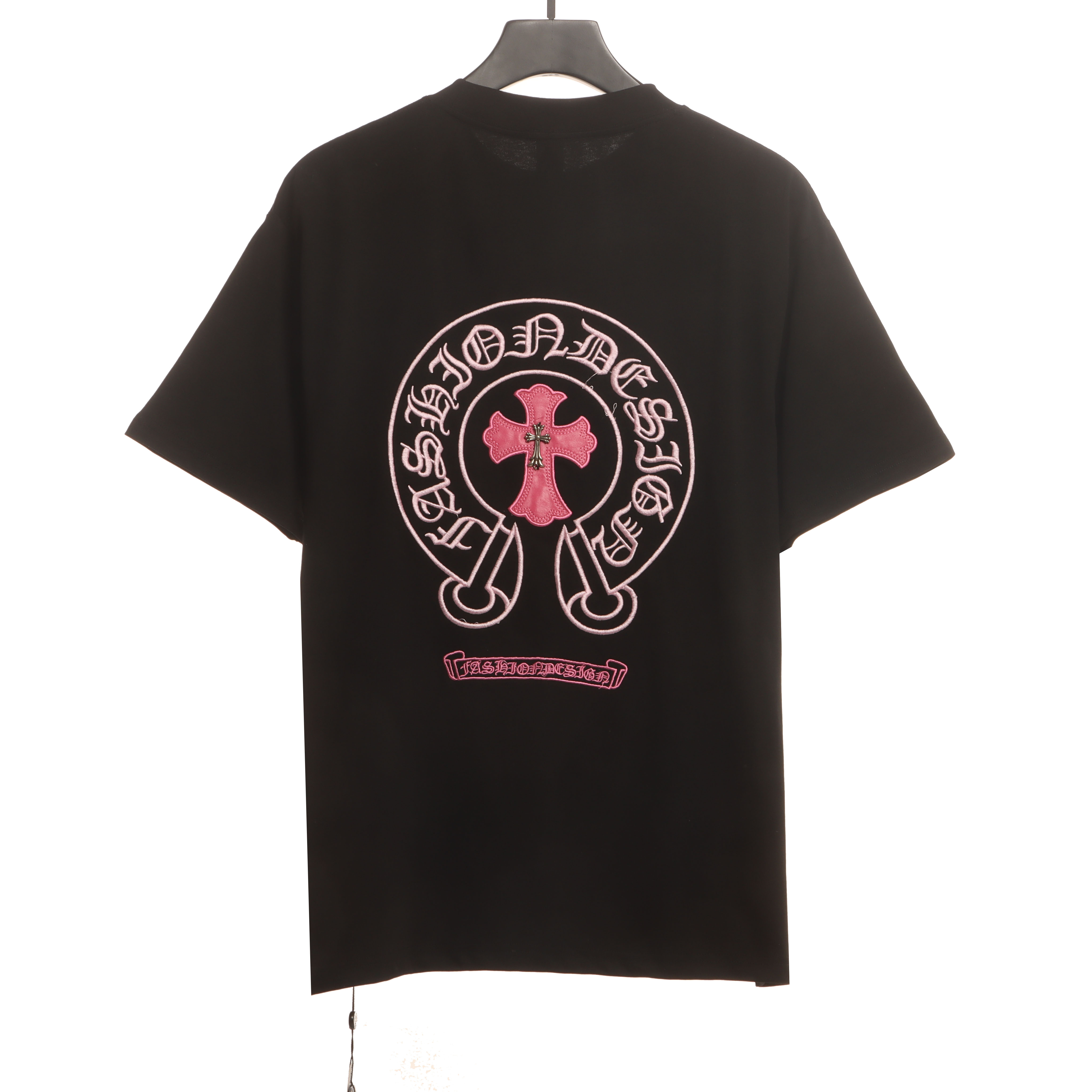 Chrome Hearts Pink Leather Horseshoe Short Sleeve Black