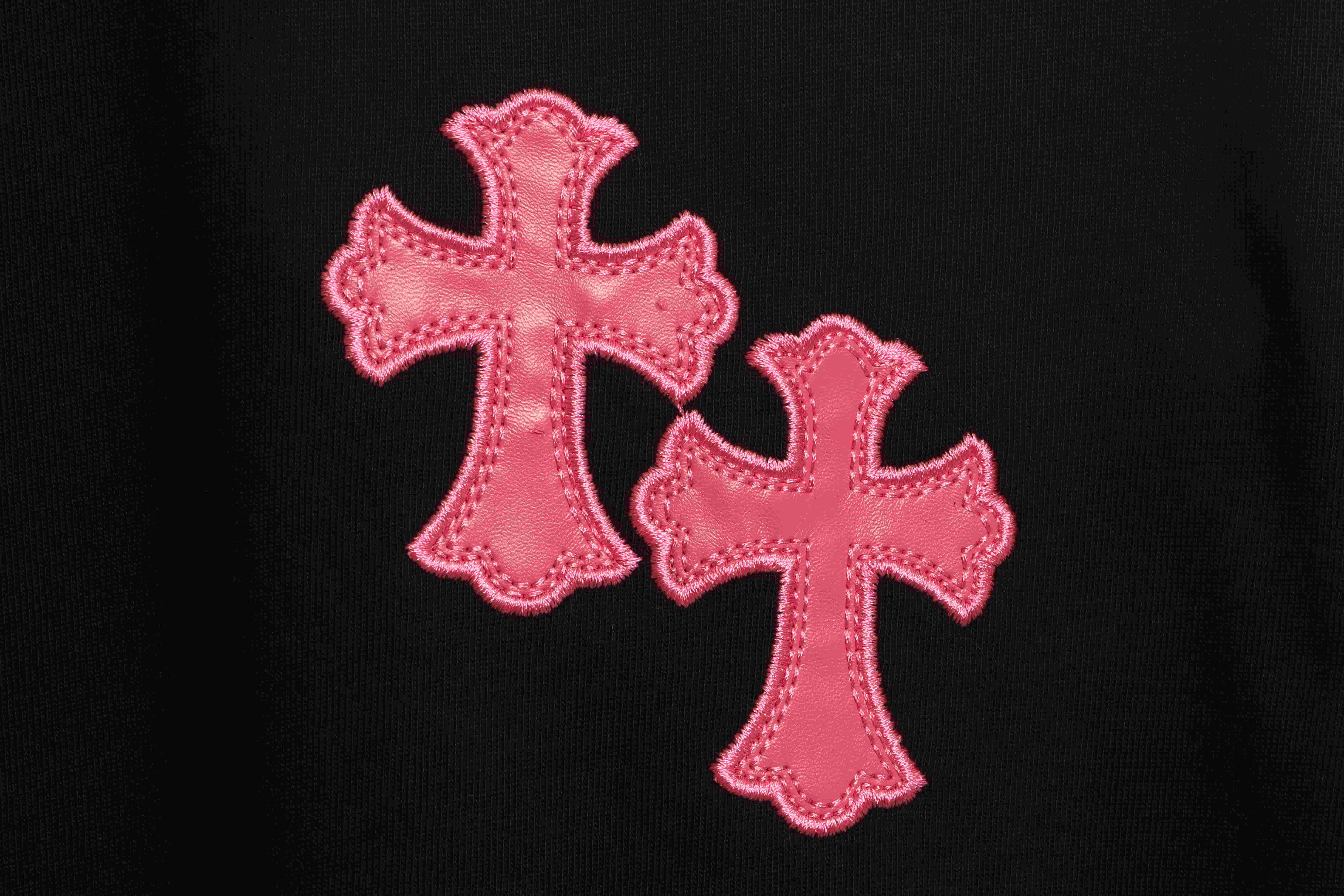 Chrome Hearts Pink Leather Horseshoe Short Sleeve Black