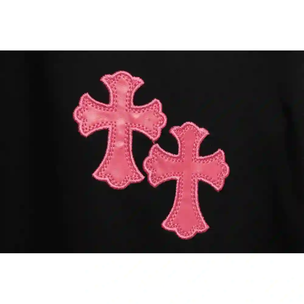 Chrome Hearts Pink Leather Horseshoe Short Sleeve Black
