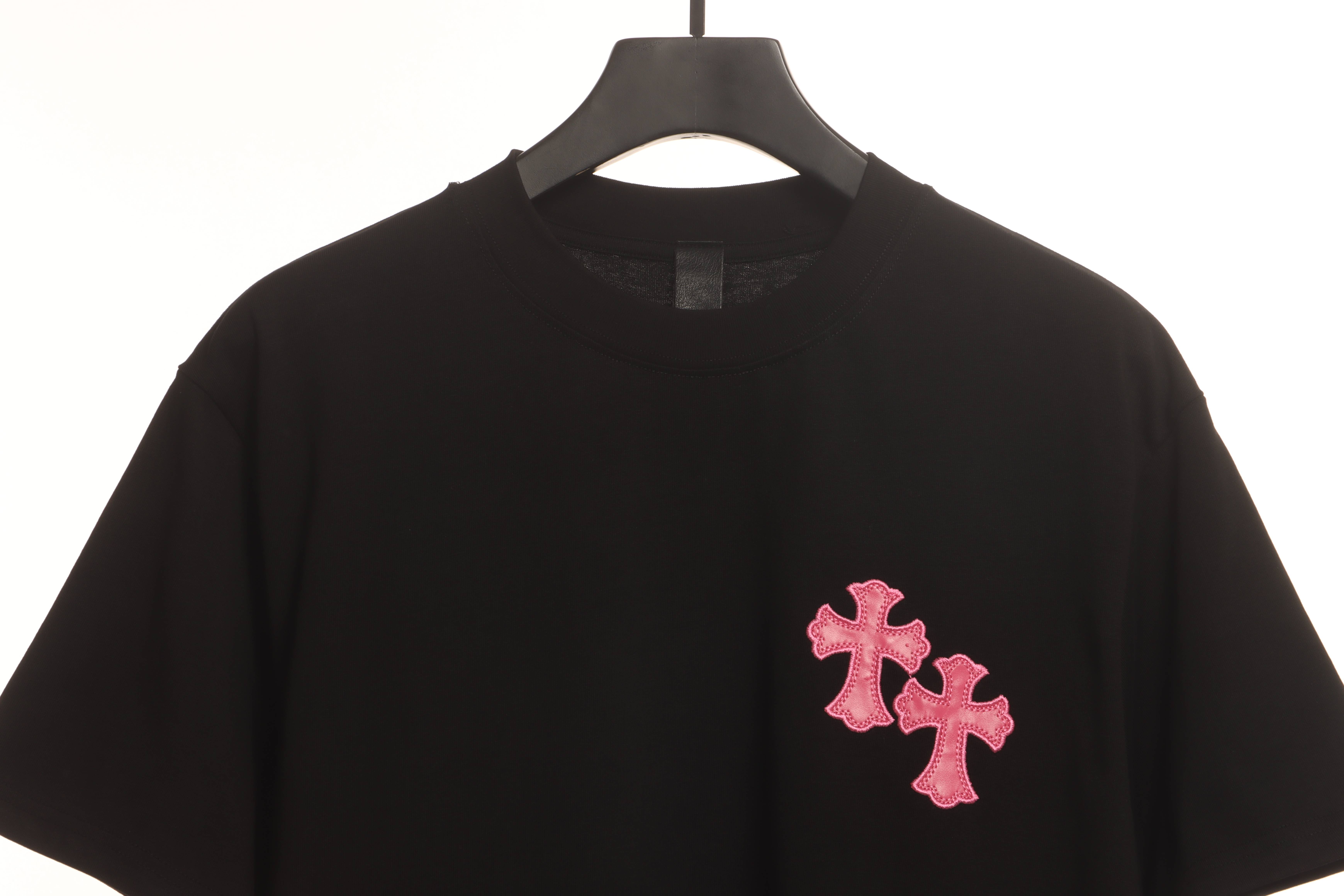 Chrome Hearts Pink Leather Horseshoe Short Sleeve Black