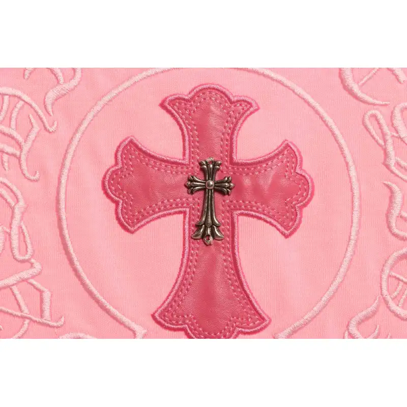 Chrome Hearts Pink Leather Horseshoe Short Sleeve Pink