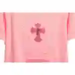 Chrome Hearts Pink Leather Horseshoe Short Sleeve Pink