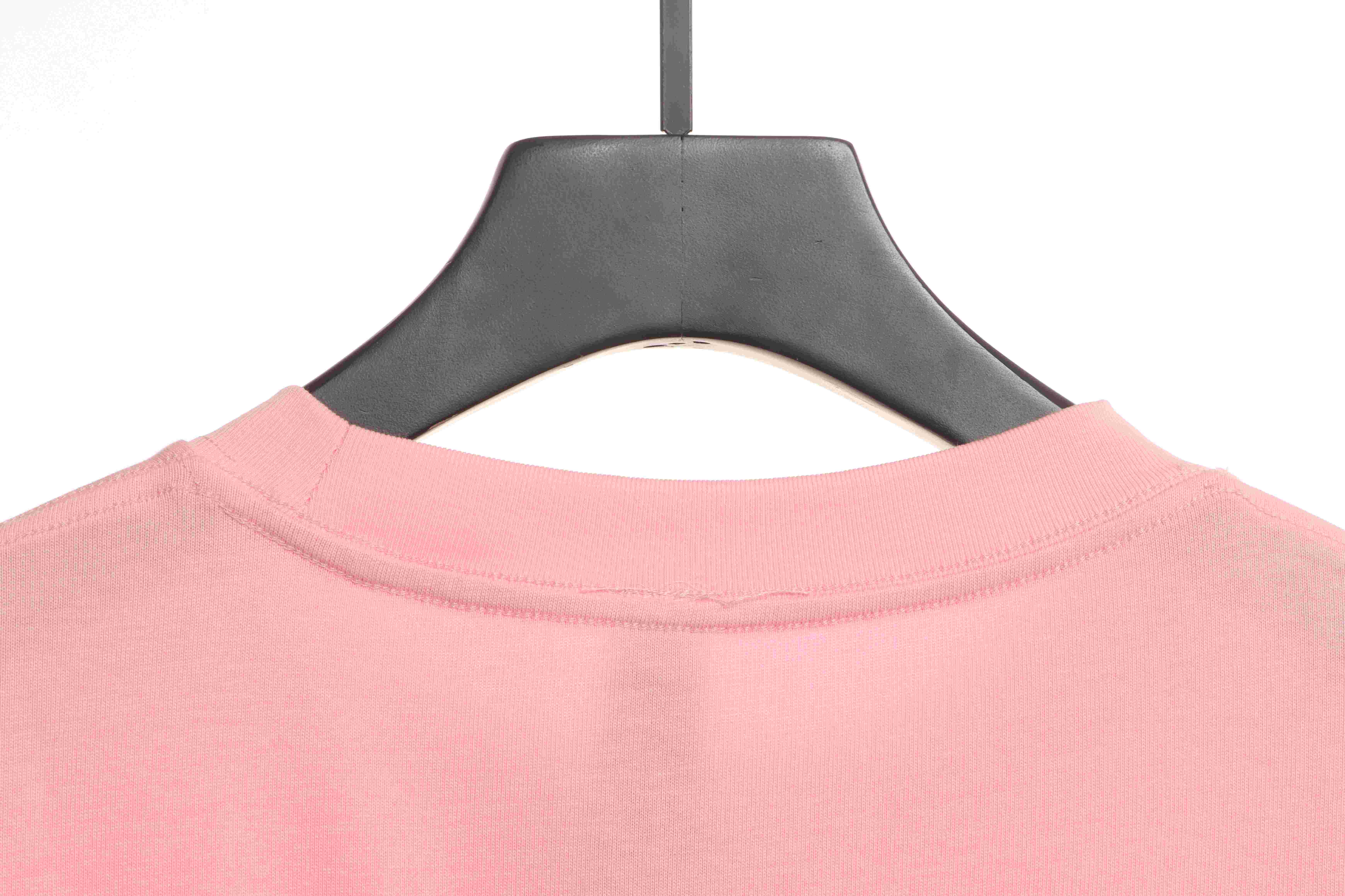 Chrome Hearts Pink Leather Horseshoe Short Sleeve Pink