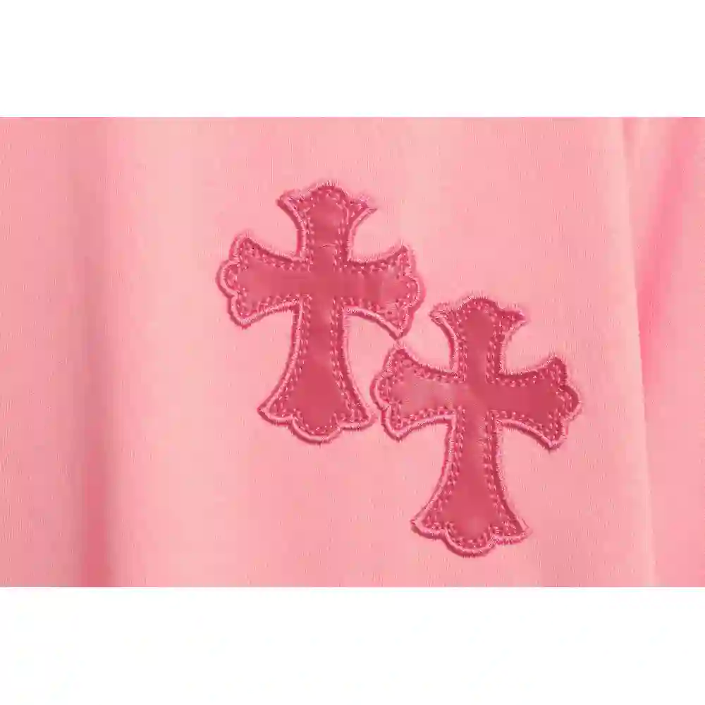 Chrome Hearts Pink Leather Horseshoe Short Sleeve Pink