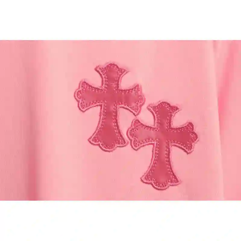 Chrome Hearts Pink Leather Horseshoe Short Sleeve Pink
