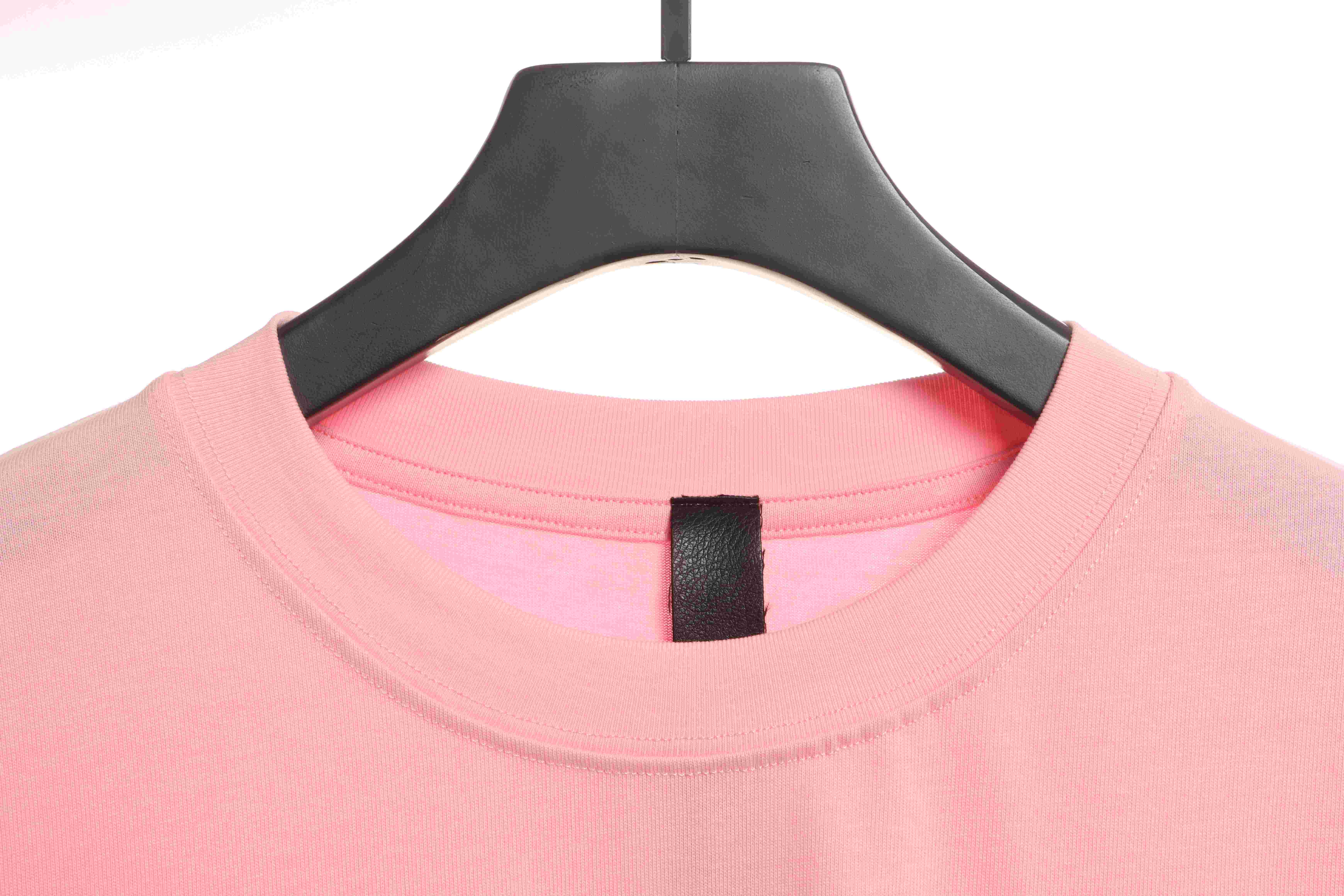 Chrome Hearts Pink Leather Horseshoe Short Sleeve Pink