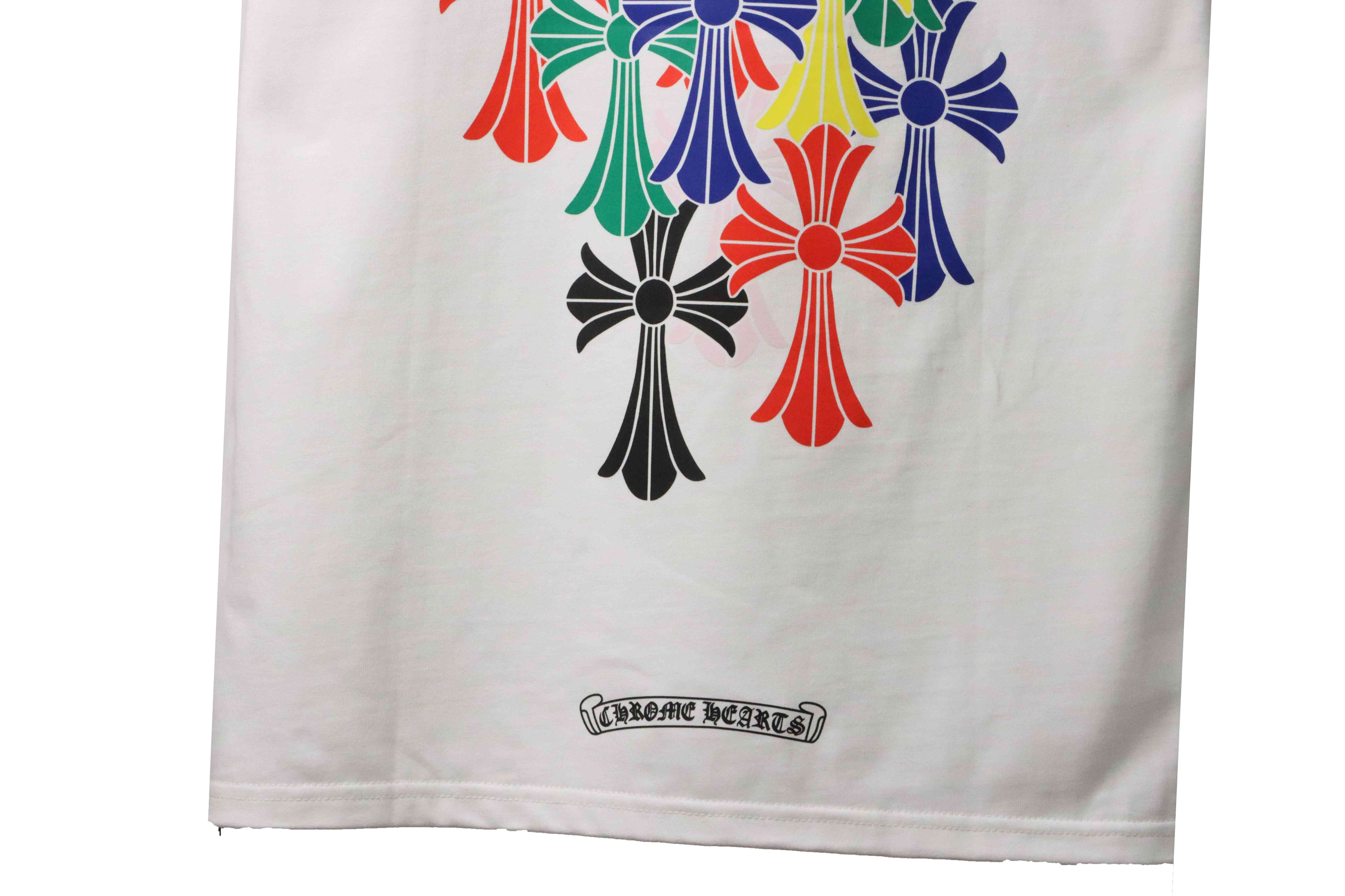 Chrome Hearts Rainbow Cross Printed Short Sleeve White