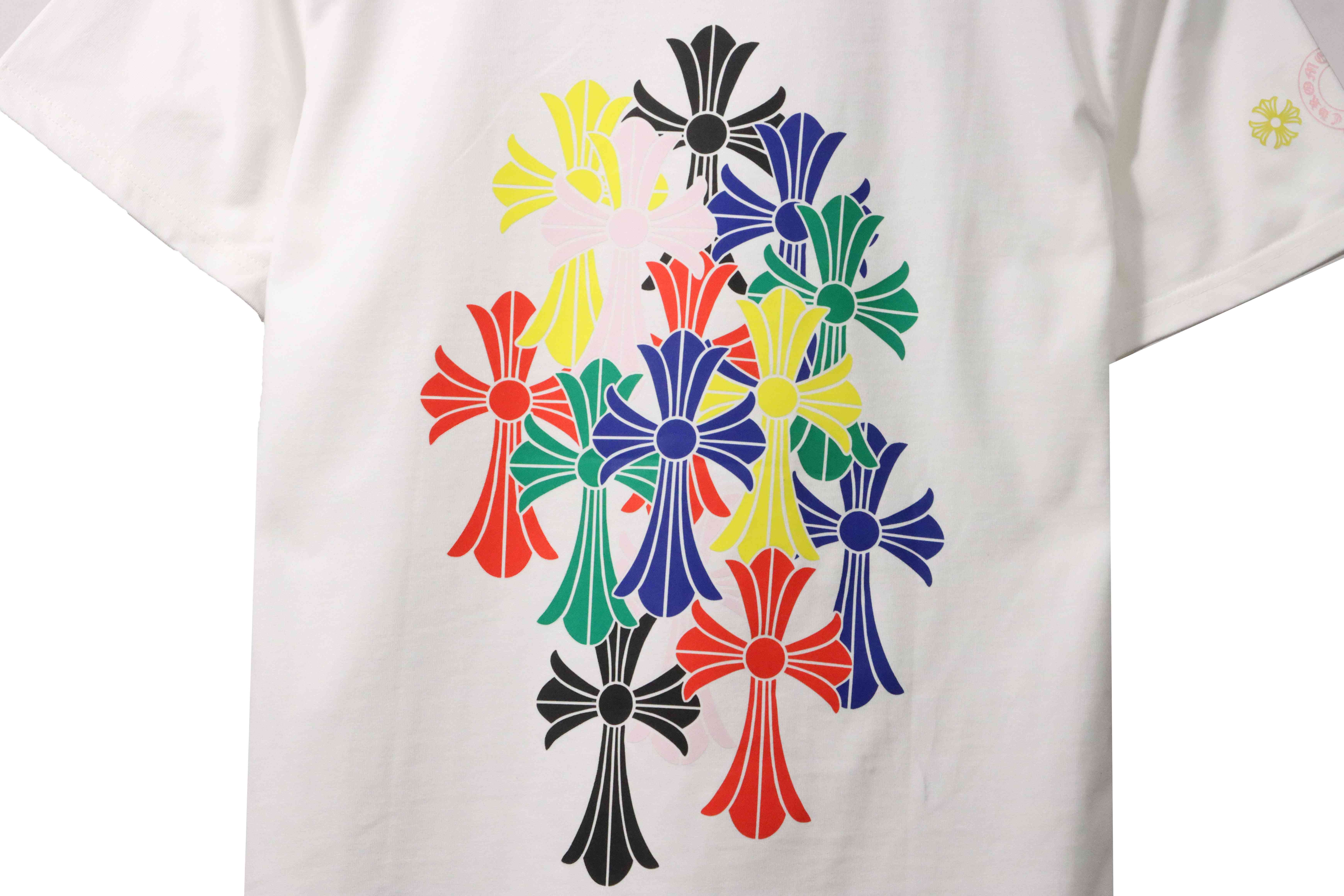 Chrome Hearts Rainbow Cross Printed Short Sleeve White