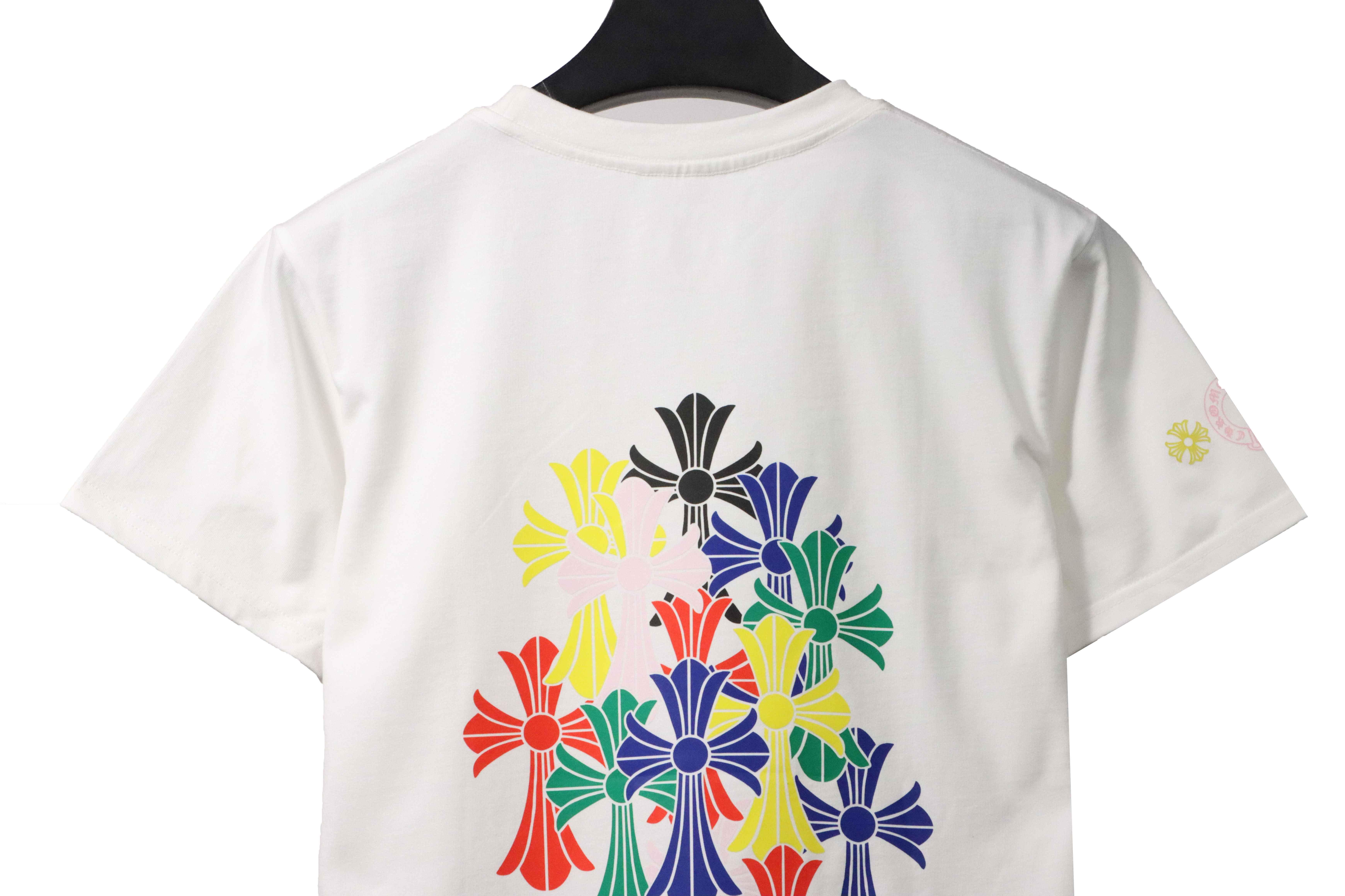 Chrome Hearts Rainbow Cross Printed Short Sleeve White