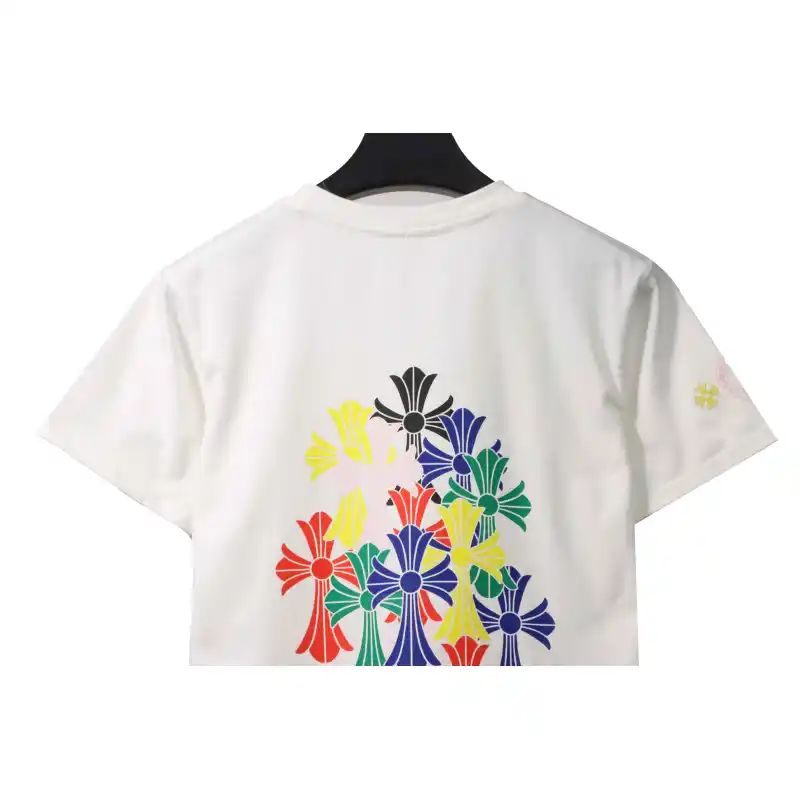 Chrome Hearts Rainbow Cross Printed Short Sleeve White
