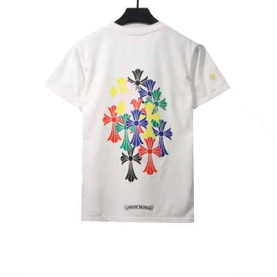 Chrome Hearts Rainbow Cross Printed Short Sleeve White 01