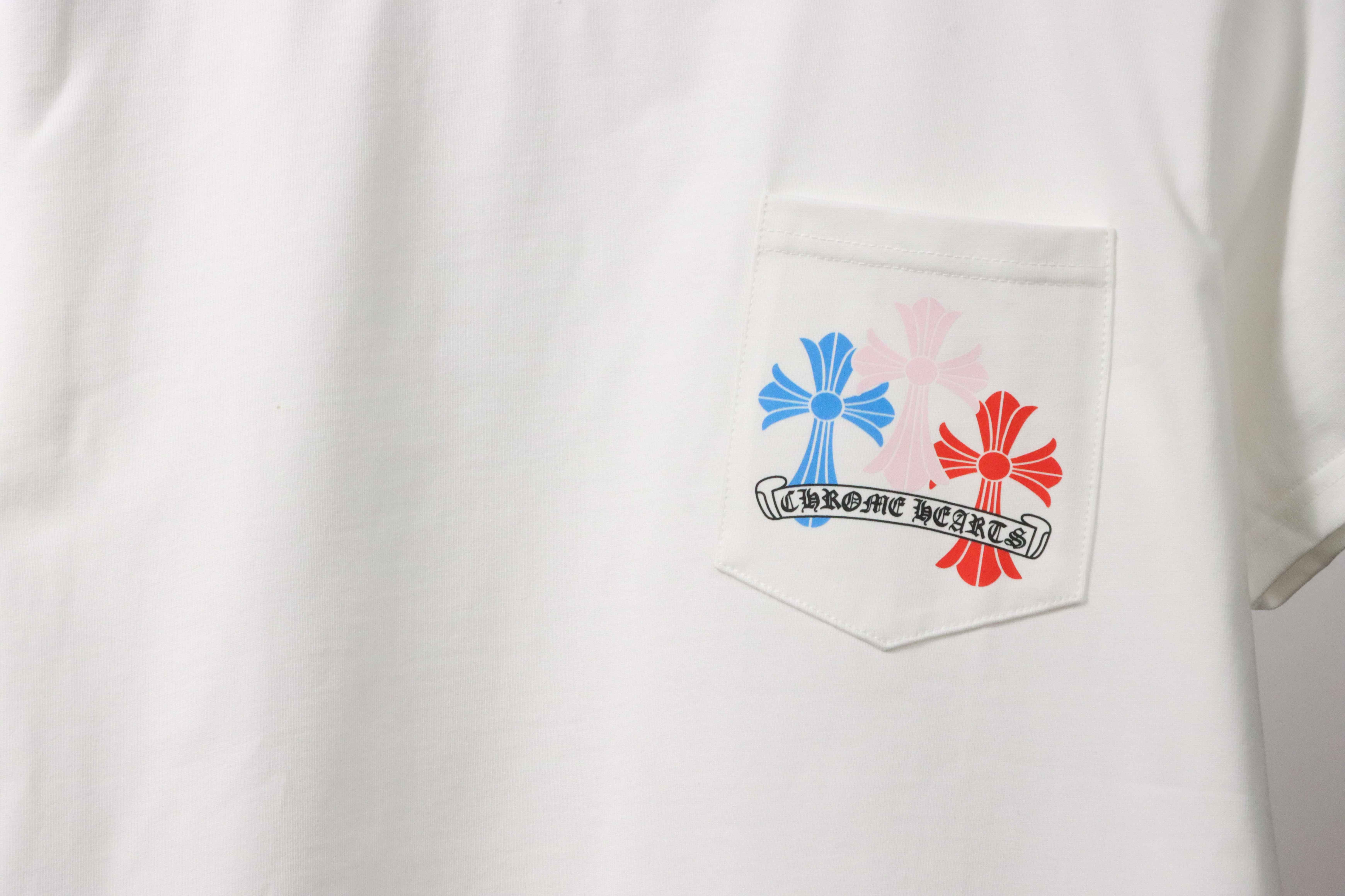 Chrome Hearts Rainbow Cross Printed Short Sleeve White