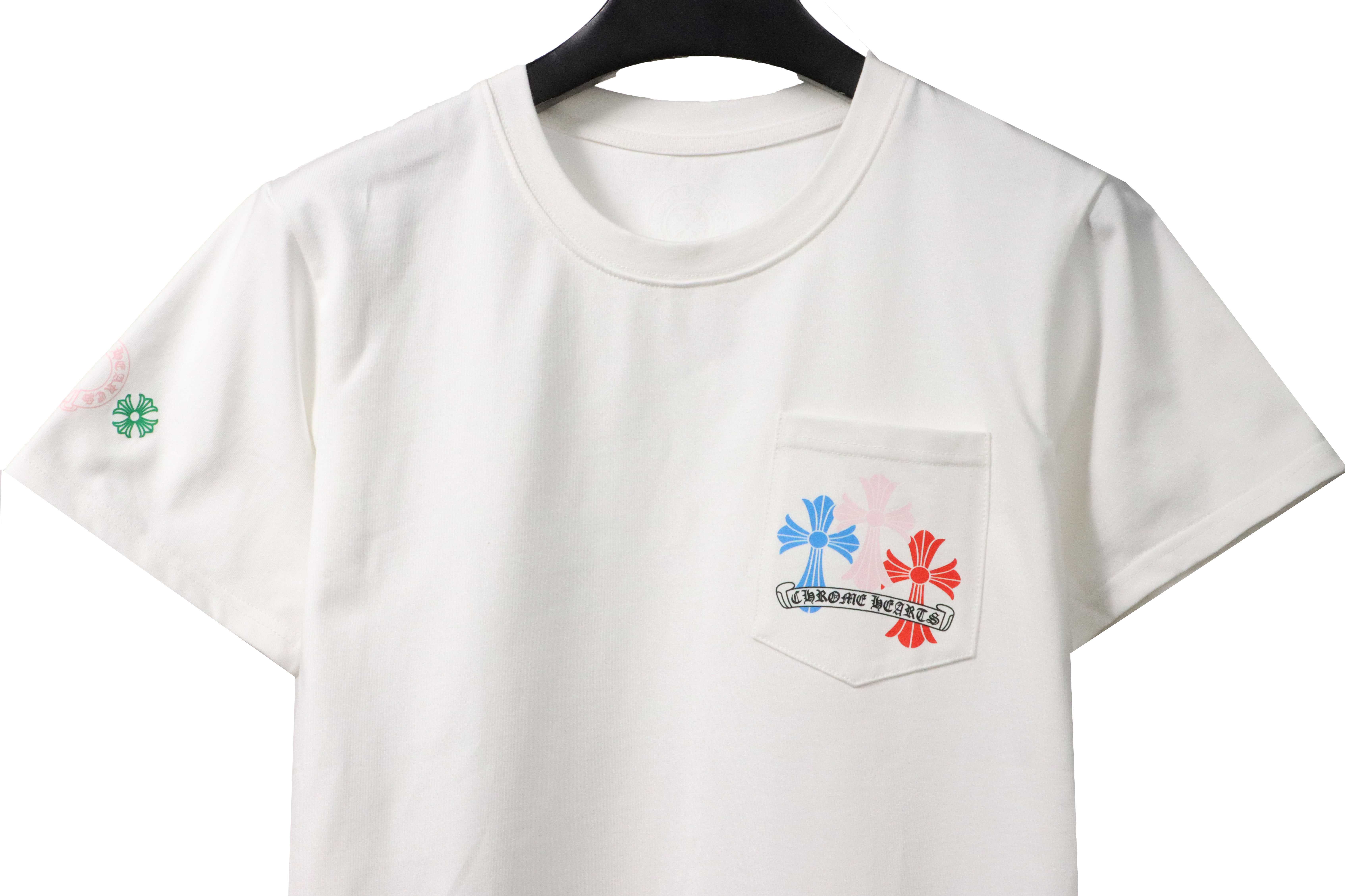 Chrome Hearts Rainbow Cross Printed Short Sleeve White