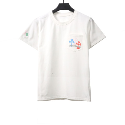 Chrome Hearts Rainbow Cross Printed Short Sleeve White 02