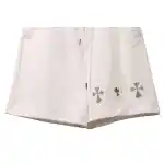 Chrome Hearts Rhinestone Cross Shorts White