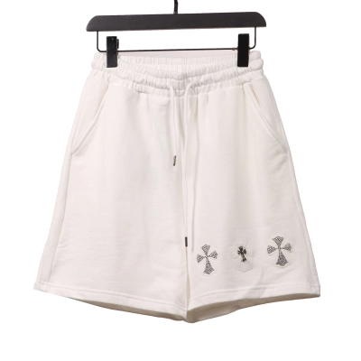 Chrome Hearts Rhinestone Cross Shorts White 01