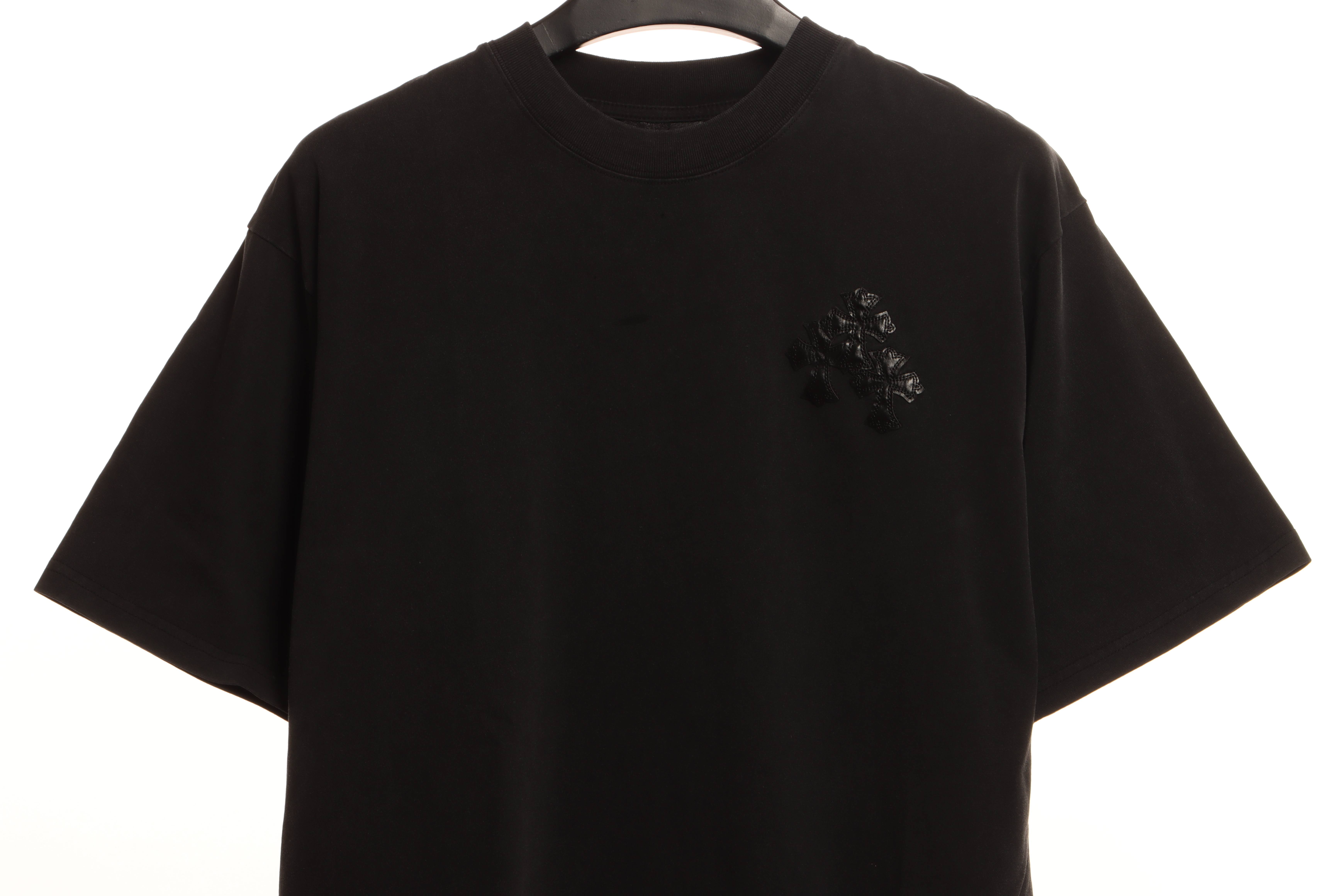 Chrome Hearts Rivet Leather Cross Short Sleeve Black