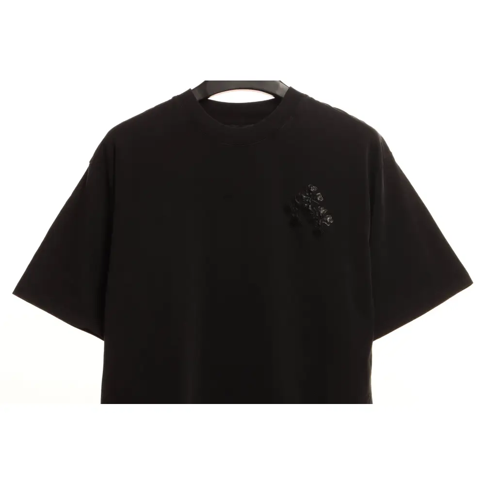Chrome Hearts Rivet Leather Cross Short Sleeve Black
