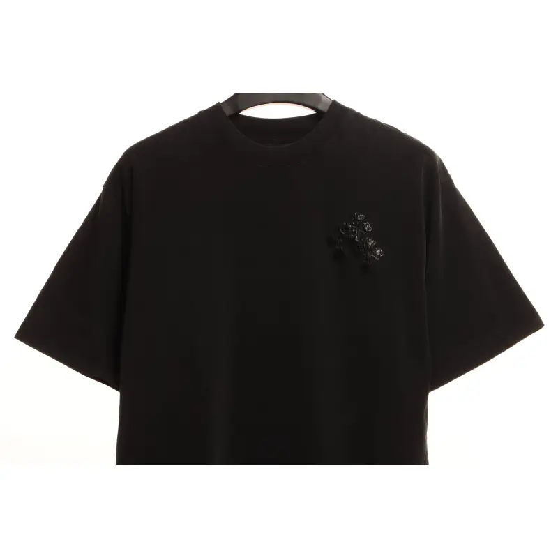 Chrome Hearts Rivet Leather Cross Short Sleeve Black