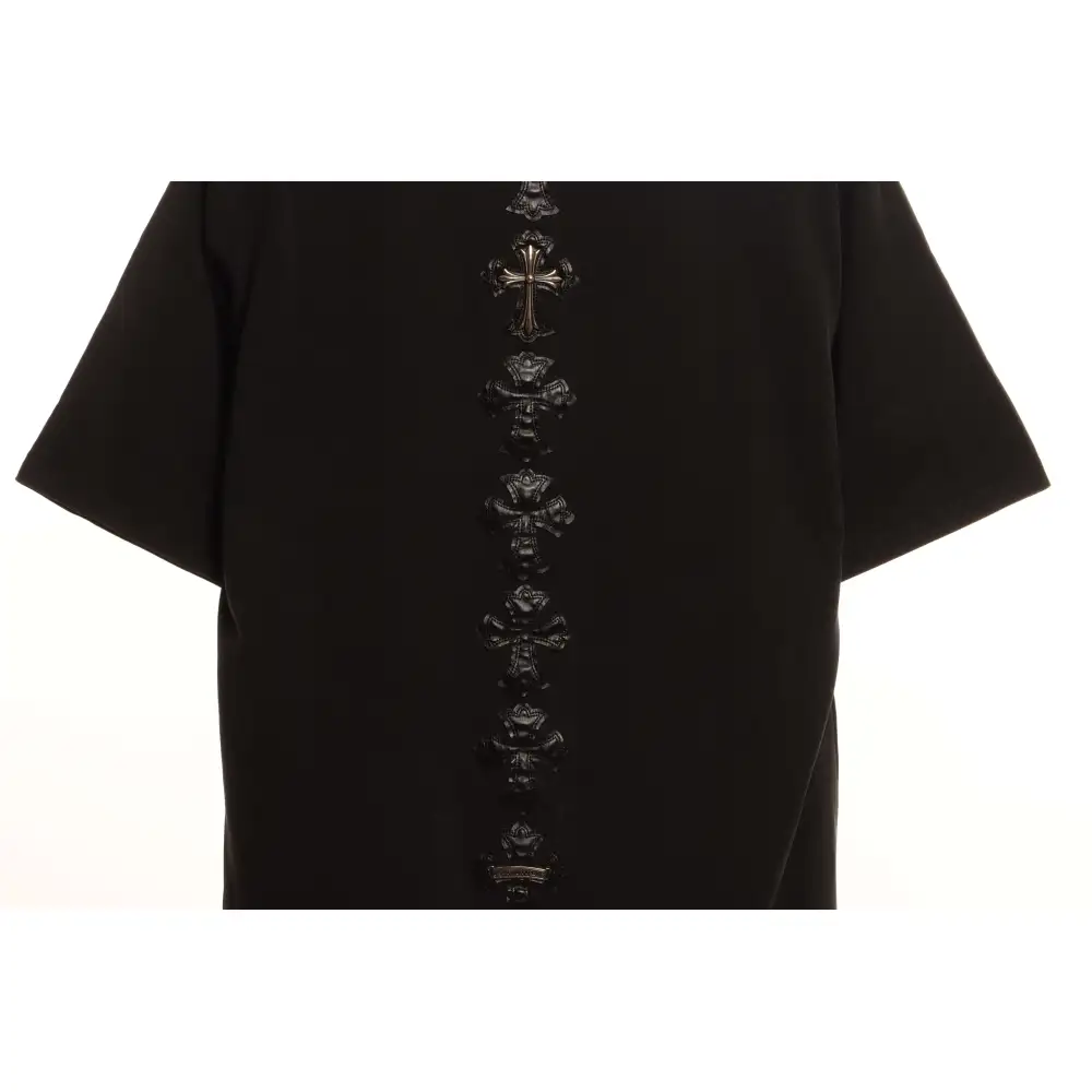 Chrome Hearts Rivet Leather Cross Short Sleeve Black