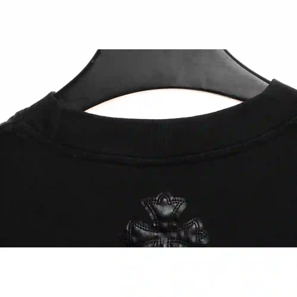 Chrome Hearts Rivet Leather Cross Short Sleeve Black
