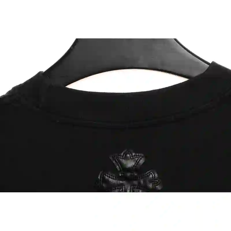 Chrome Hearts Rivet Leather Cross Short Sleeve Black