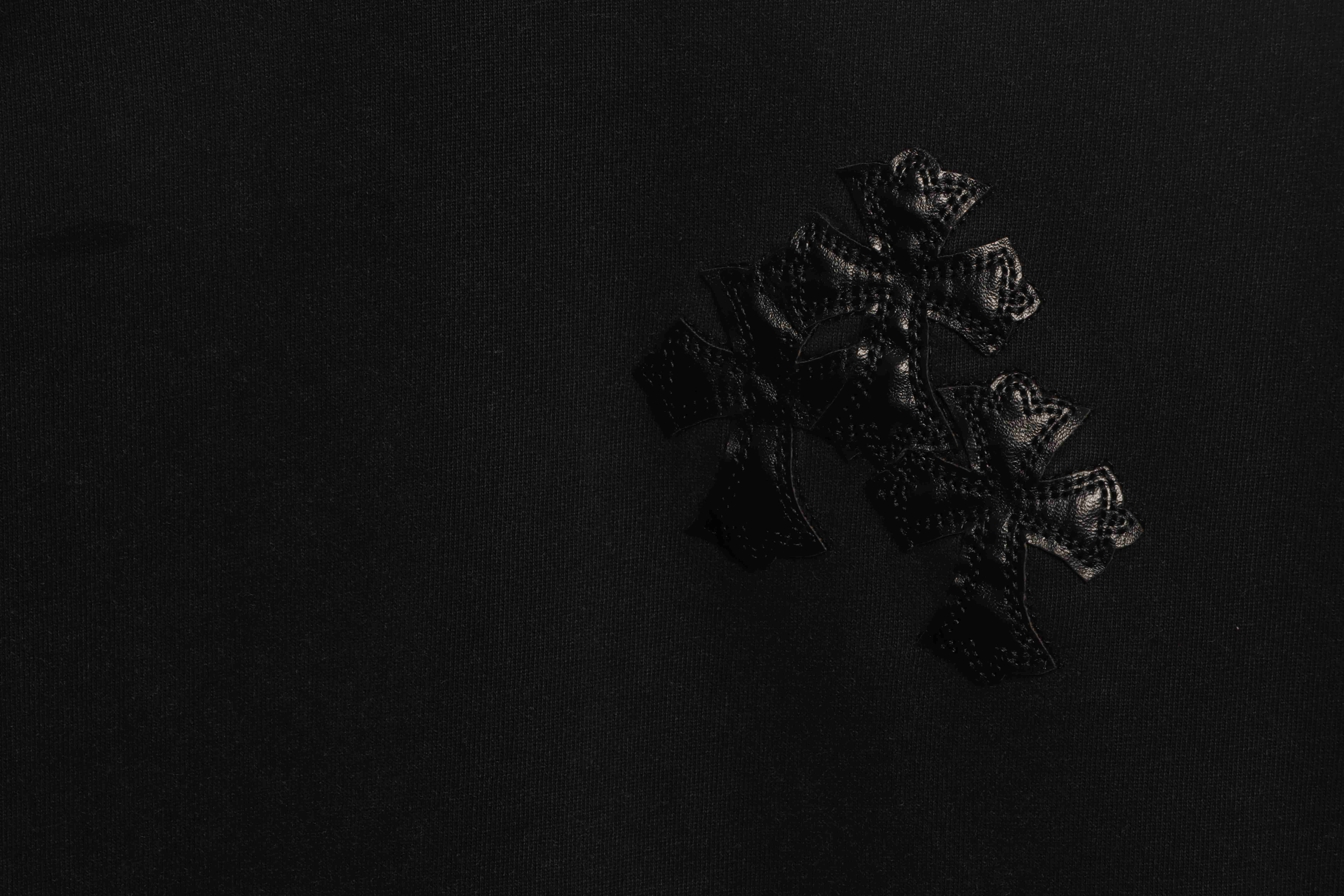 Chrome Hearts Rivet Leather Cross Short Sleeve Black