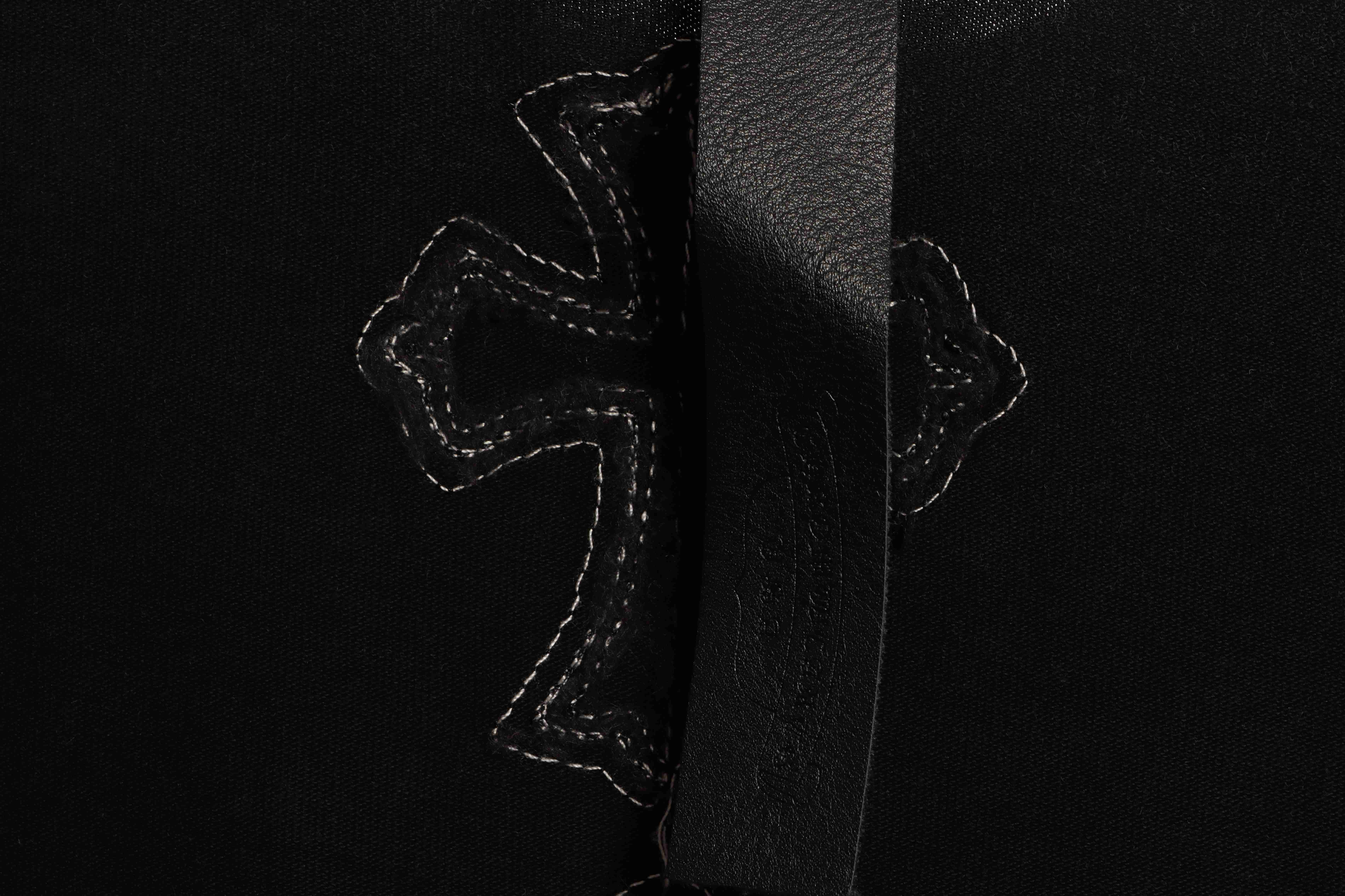 Chrome Hearts Rivet Leather Cross Short Sleeve Black