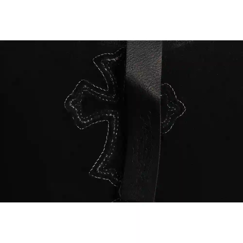 Chrome Hearts Rivet Leather Cross Short Sleeve Black