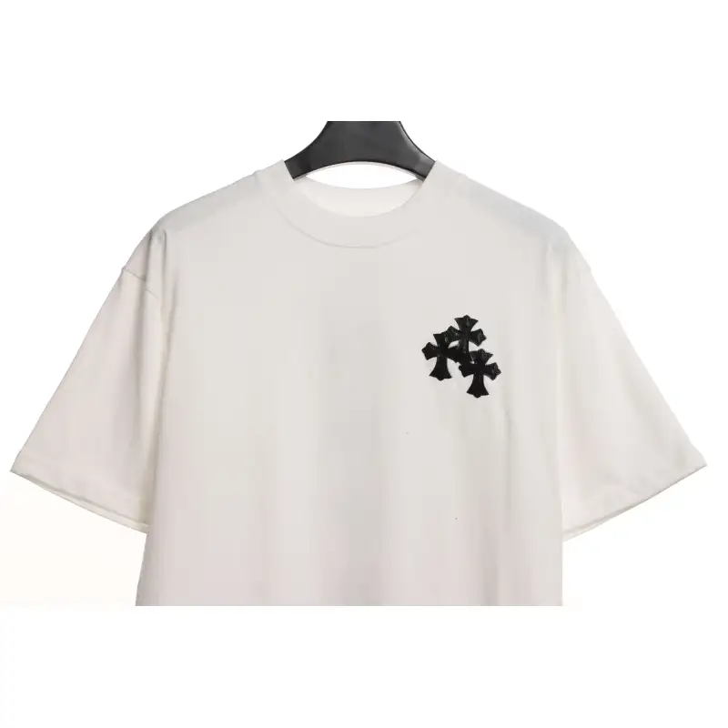 Chrome Hearts Rivet Leather Cross Short Sleeve White