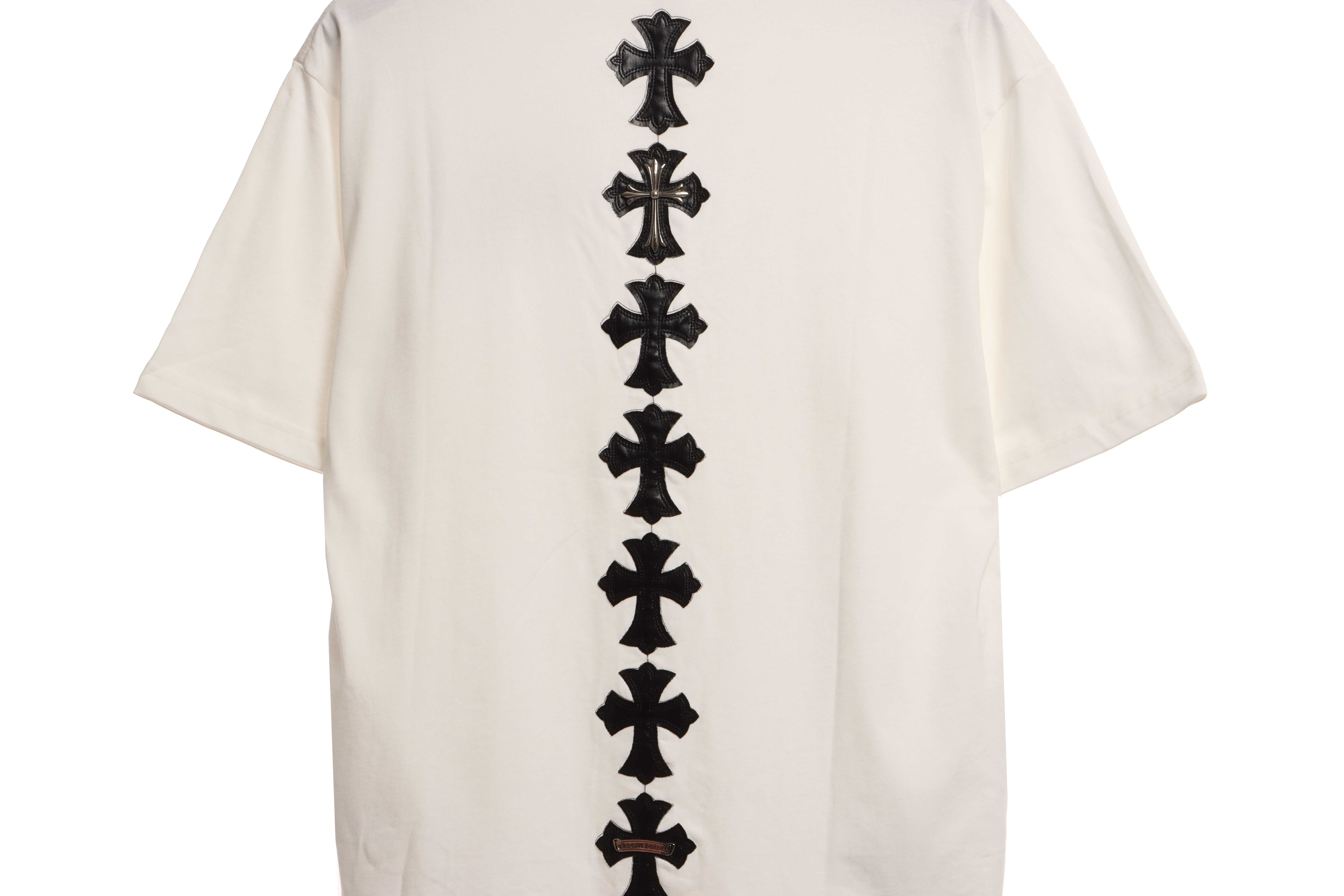 Chrome Hearts Rivet Leather Cross Short Sleeve White