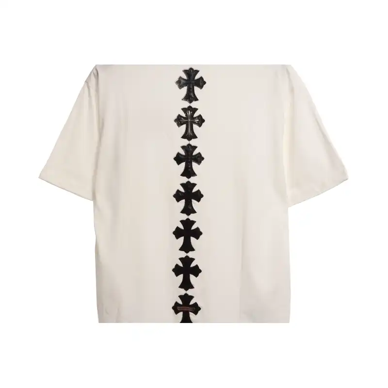 Chrome Hearts Rivet Leather Cross Short Sleeve White
