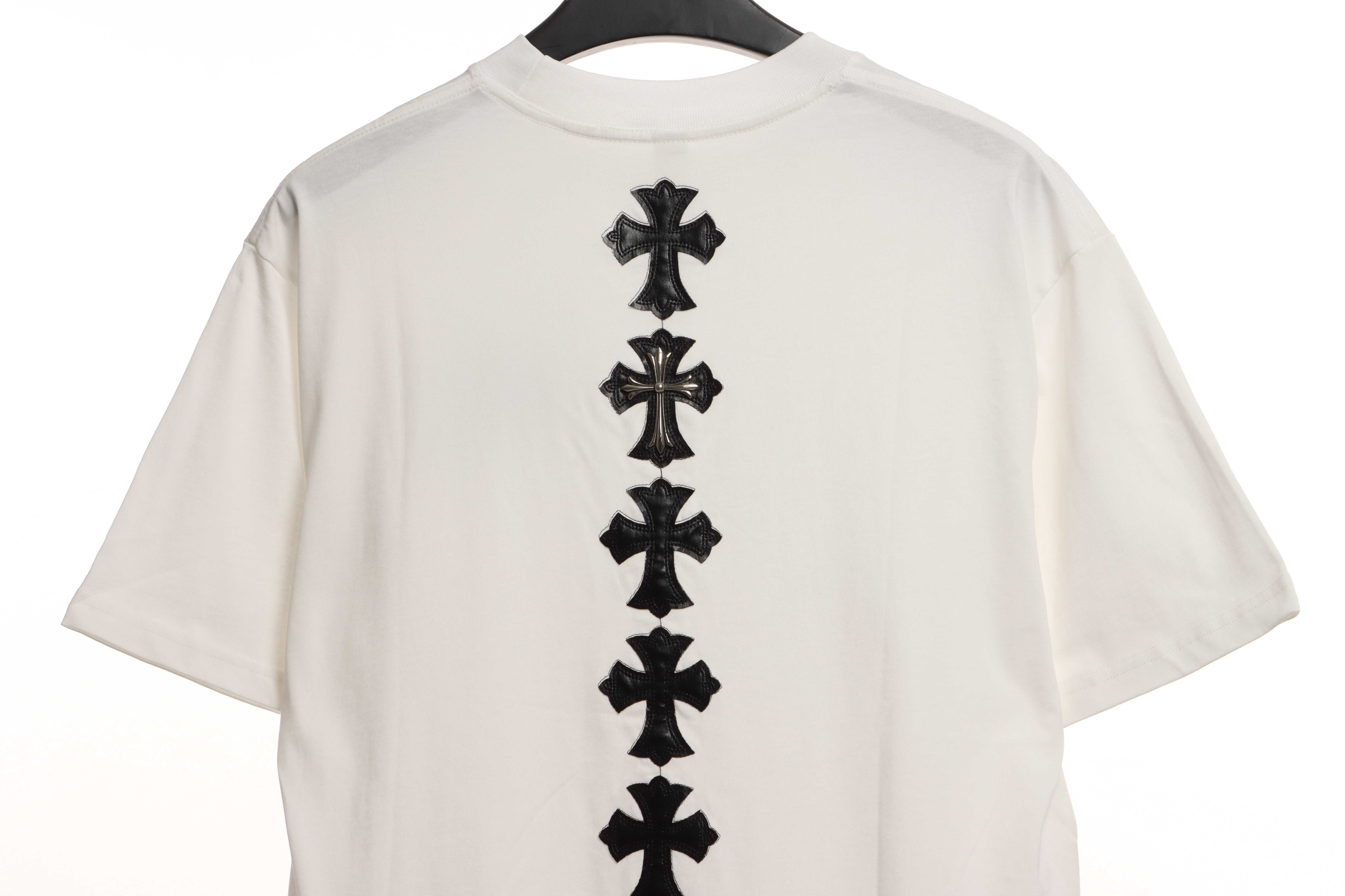 Chrome Hearts Rivet Leather Cross Short Sleeve White
