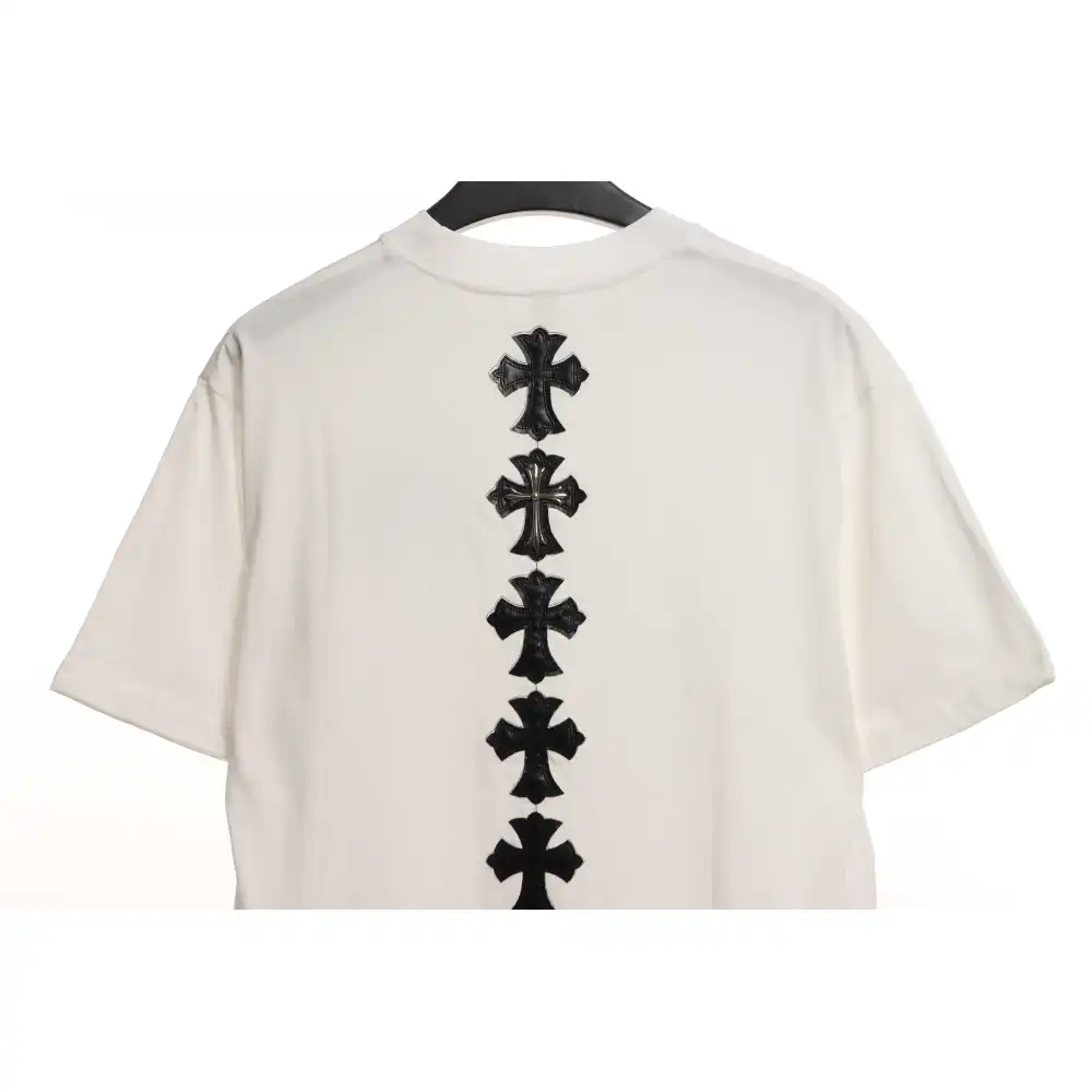 Chrome Hearts Rivet Leather Cross Short Sleeve White