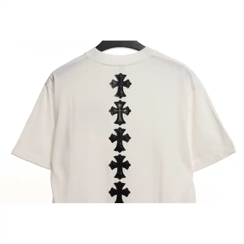 Chrome Hearts Rivet Leather Cross Short Sleeve White