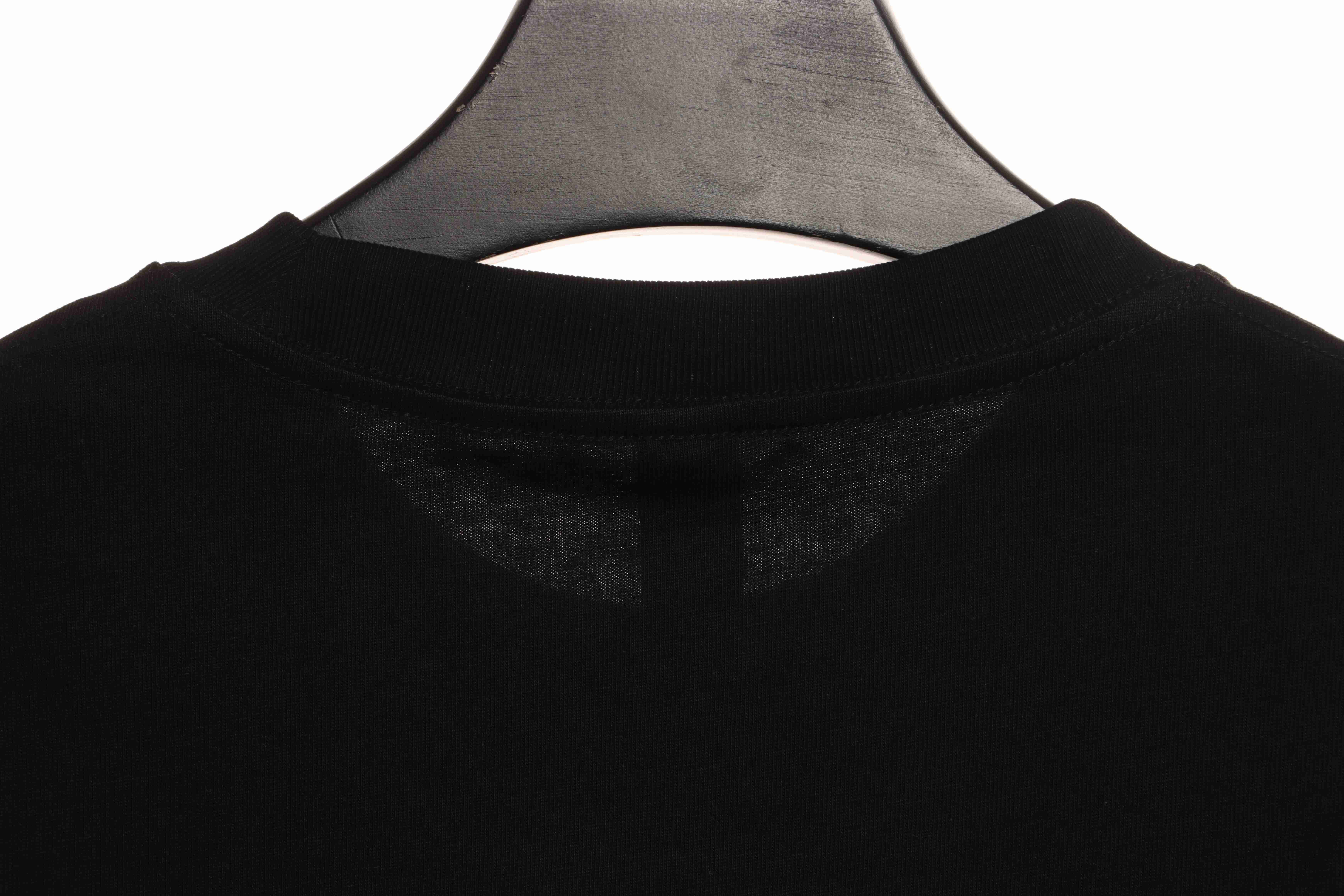 Chrome Hearts White and Black with Leather Small Iron Logo Short Sleeve Black